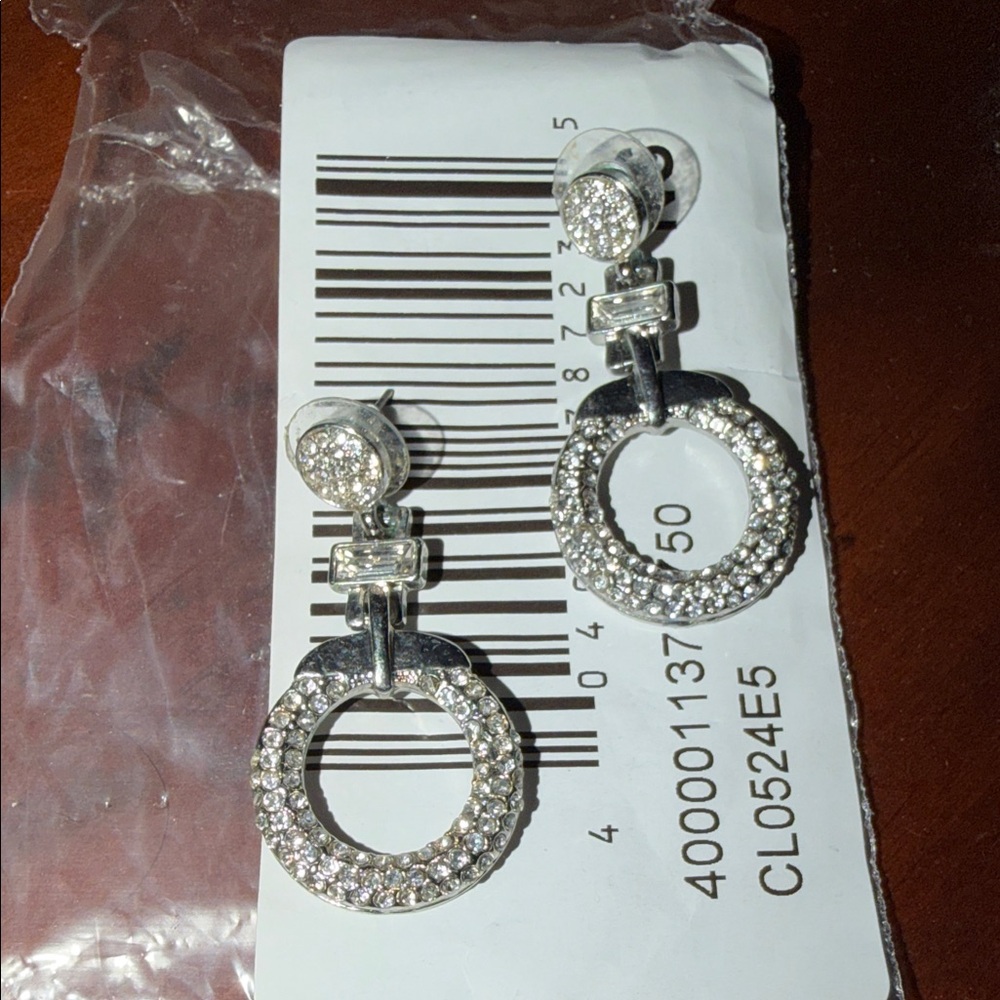 Silver Crystal Drop Earrings